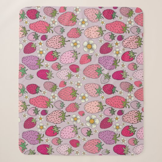 Couverture Sherpa Fraise Été Motif sans couture (Devant)