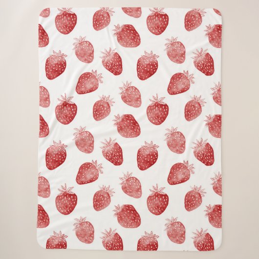 Couverture Sherpa Fraises Points Rouges Blancs (Devant)