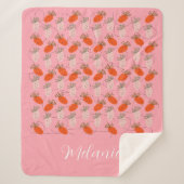 Couverture Sherpa Fraises Rose Blanc Motif Doodle (Devant)