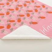 Couverture Sherpa Fraises Rose Blanc Motif Doodle (3/4)