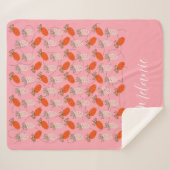 Couverture Sherpa Fraises Rose Blanc Motif Doodle (Devant (Horizontal))