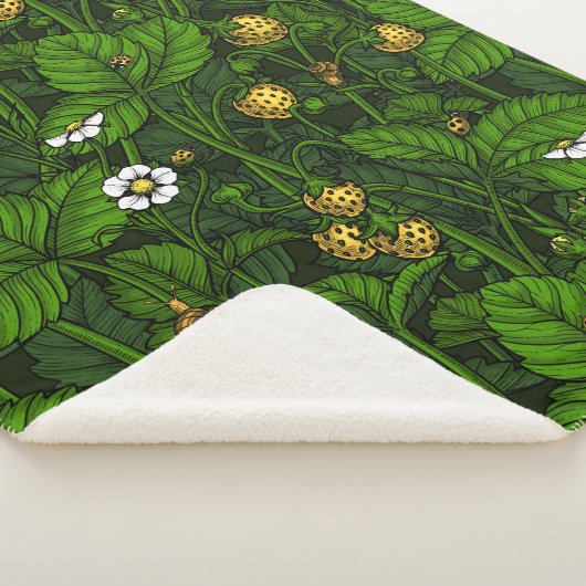 Couverture Sherpa Fraises sauvages, jaunes et vertes (3/4)