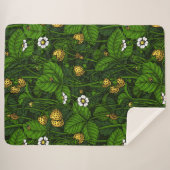 Couverture Sherpa Fraises sauvages, jaunes et vertes (Devant (Horizontal))