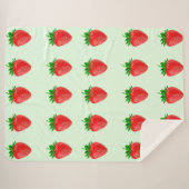 Couverture Sherpa Fraises sur Green Sherpa Blanket (Devant (Horizontal))