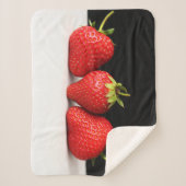 Couverture Sherpa Fraises Sur Noir Sur Blanc Sbcnm (Devant)