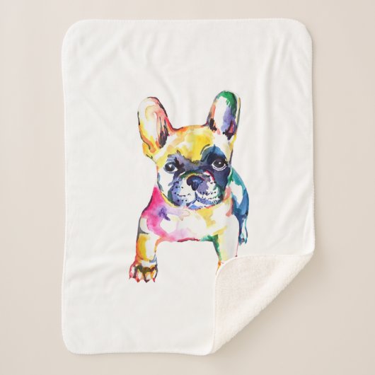 Couverture Sherpa Français Bulldog Aquarelle Dessin À La Main Pour A (Devant)
