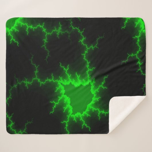 Couverture Sherpa Frappes de foudre verte Alien en Pitch noir (Devant (Horizontal))