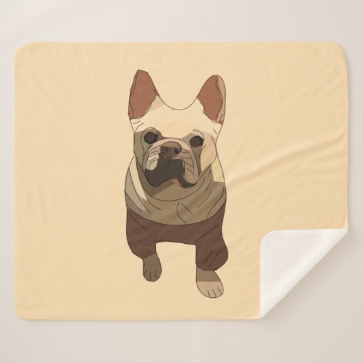 Couverture Sherpa French Bulldog, Soft Peach (Devant (Horizontal))