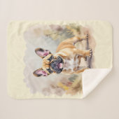 Couverture Sherpa French Bulldog Tan Fawn-Colored Cute Frenchie Dog (Devant (Horizontal))