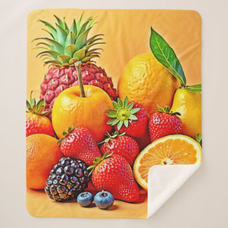 Couverture Sherpa Fresh Bounty: Vibrant Fruit Harvest Design 