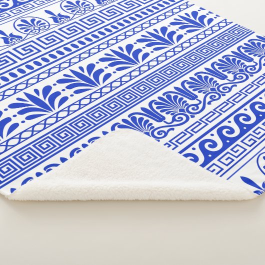 Couverture Sherpa Fret grec, Motif méditerranéen, Bleu (3/4)