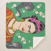 Couverture Sherpa Frida Kahlo Monkey Graphic (Devant)