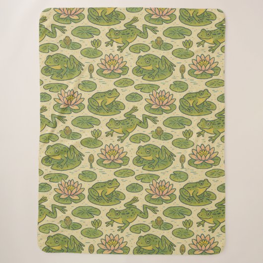 Couverture Sherpa Frog Lili pads Art Nénuphar (Devant)