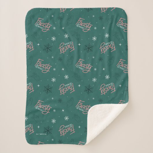 Couverture Sherpa Frosty Snowman Green Snowflake Motif (Devant)