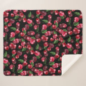 Couverture Sherpa Fruit cerise sur noir (Devant (Horizontal))