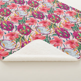 Couverture Sherpa Fruit de dragon Floral Tropical Moderne Palmier Ve