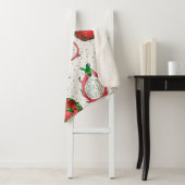 Couverture Sherpa Fruit de dragon rouge sur blanc (En situation)