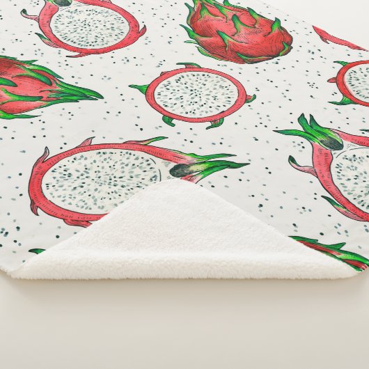 Couverture Sherpa Fruit de dragon rouge sur blanc (3/4)