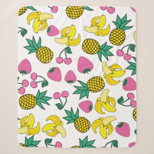 Couverture Sherpa Fruit Fiesta : Bananes, ananas, fraises
