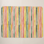 Couverture Sherpa Fruité Vert Orange Rose Rayures aux Baies (Devant (Horizontal))