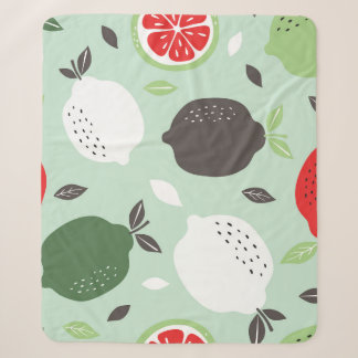 Couverture Sherpa Fruits citrons Citrus Papier peint Vintage
