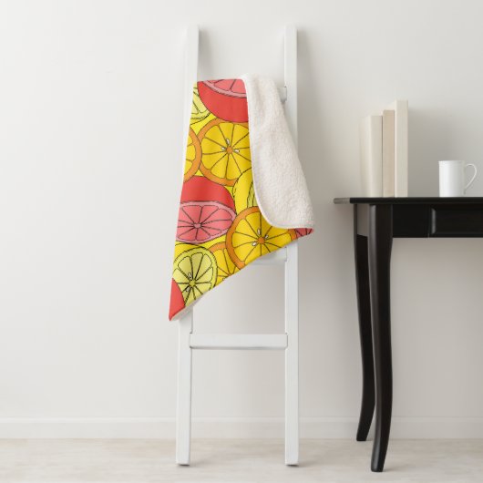 Couverture Sherpa Fruits d'agrumes Motif transparent (En situation)