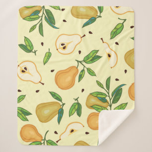 Couverture Sherpa Fruits de poires jaunes : Illustration Vintage.