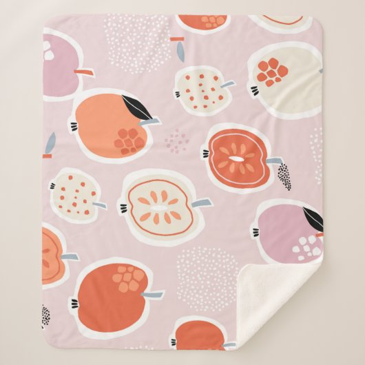 Couverture Sherpa Fruits de pomme, abstrait, motif d'été (Devant)