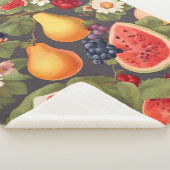 Couverture Sherpa Fruits variés, Feuilles luxuriants et fleurs merve (3/4)