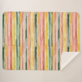 Couverture Sherpa Fruity Berry Green Orange Pink Stripes (Devant (Horizontal))