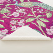 Couverture Sherpa Fuchsia Chinoiserie paon floral (3/4)