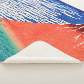 Couverture Sherpa Fuji rouge | Hokusai | (3/4)