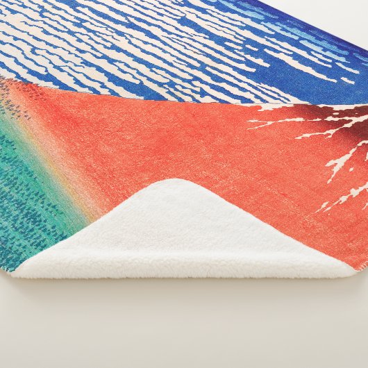Couverture Sherpa Fuji rouge | Hokusai | (3/4)