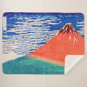 Couverture Sherpa Fuji rouge | Hokusai | (Devant (Horizontal))