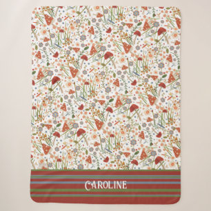 Couverture Sherpa Fun Champignons Stripes Inspiribilité Personnalisé