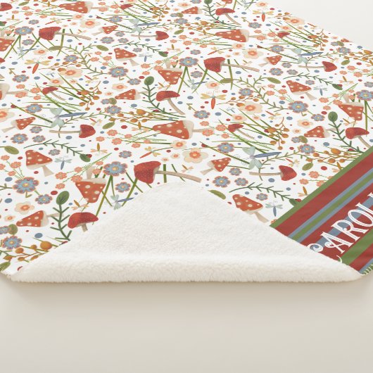 Couverture Sherpa Fun Champignons Stripes Inspiribilité Personnalisé (3/4)