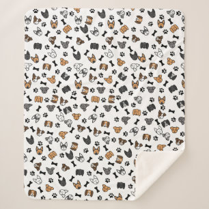 Couverture Sherpa Fun Cute Chig se reproduit avec des os et des Empr