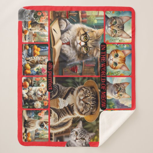 Couverture Sherpa Fun Feel Good Cat Art Collage (Devant)