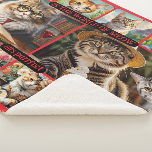 Couverture Sherpa Fun Feel Good Cat Art Collage (3/4)