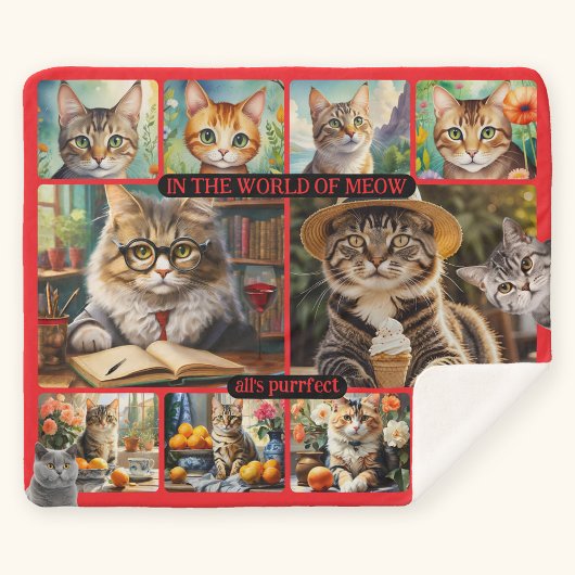Couverture Sherpa Fun Feel Good Cat Art Collage