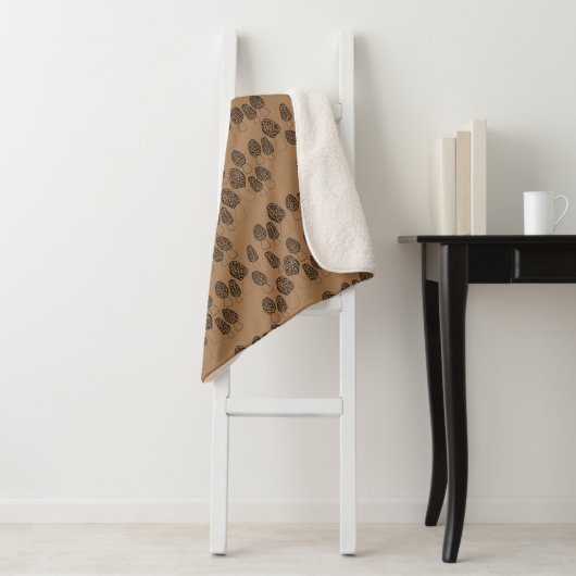 Couverture Sherpa Fun Fungi Morel Champagne Motif cosy (En situation)
