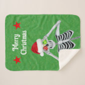 Couverture Sherpa Fun Noël Squelette Ornament Eyeballs Red Stars (Devant (Horizontal))