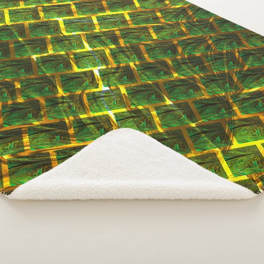 Couverture Sherpa Fundo com imagem verde sob grade dourada ? (3/4)