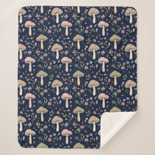 Couverture Sherpa Fungi Navy foncé lunatique   Cadeau de luxe Dark A
