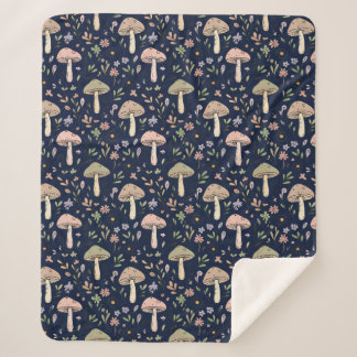 Couverture Sherpa Fungi Navy foncé lunatique | Cadeau de luxe Dark A