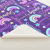 Couverture Sherpa Funky arc-en-ciel étoiles violette filles nom colo (3/4)