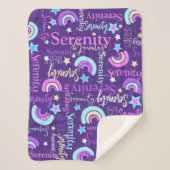 Couverture Sherpa Funky arc-en-ciel étoiles violette filles nom colo (Devant)