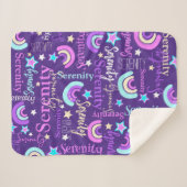 Couverture Sherpa Funky arc-en-ciel étoiles violette filles nom colo (Devant (Horizontal))
