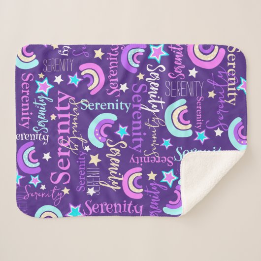 Couverture Sherpa Funky arc-en-ciel étoiles violette filles nom colo (Devant (Horizontal))