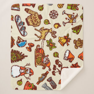 Couverture Sherpa Funky Holidays Vintage Christmas Icons